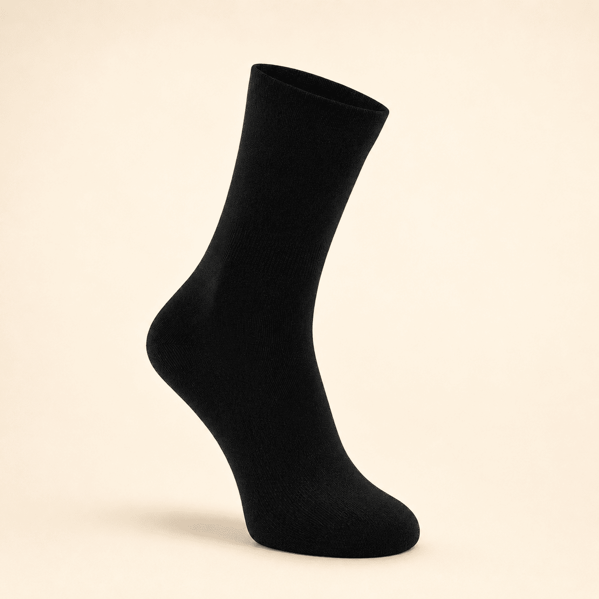 Alpaca Crew Socks in black, packshot on cream background