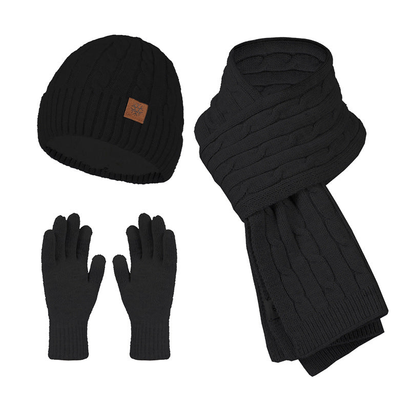 Alpaca winter set with beanie, gloves and scarf in black