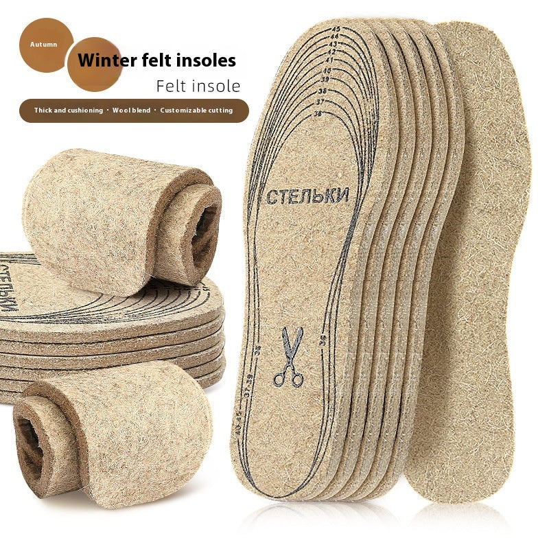 Cushioned felt insoles, one size, trim to fit