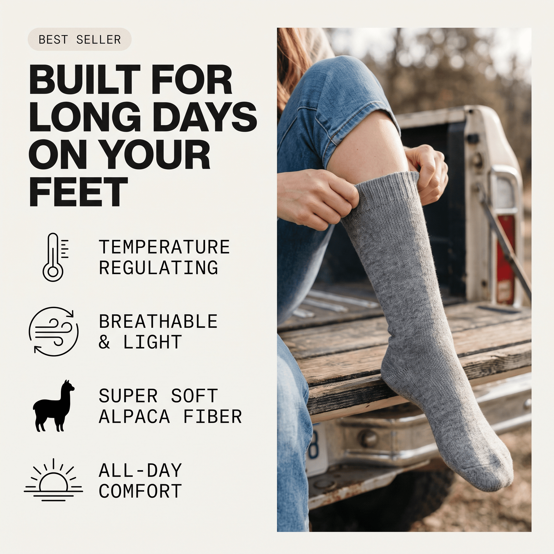 Built for long days on your feet - alpaca hunting sock benefits