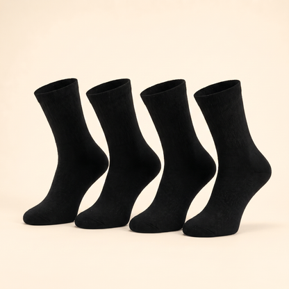 Crew Bundle All Black - 4 pairs of black alpaca crew socks