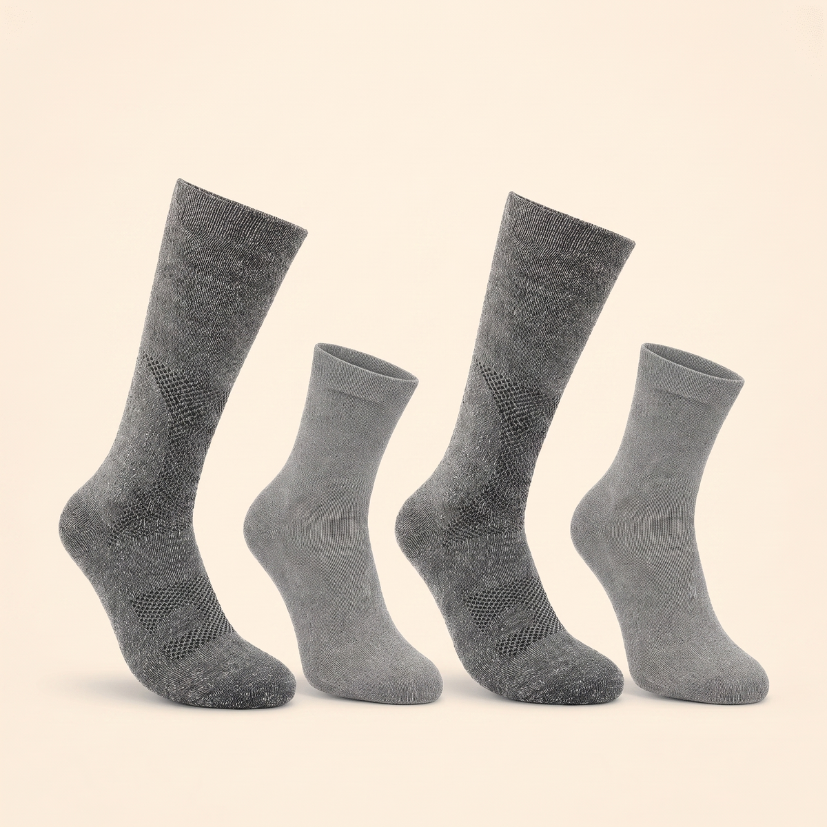 Trail Bundle All Gray - 2 hiking crew and 2 trail ankle in heather gray