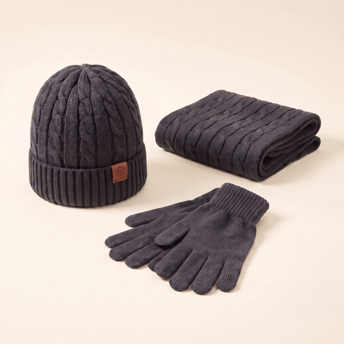 ALPACORE Alpaca Winter Set in dark gray - beanie, gloves and scarf